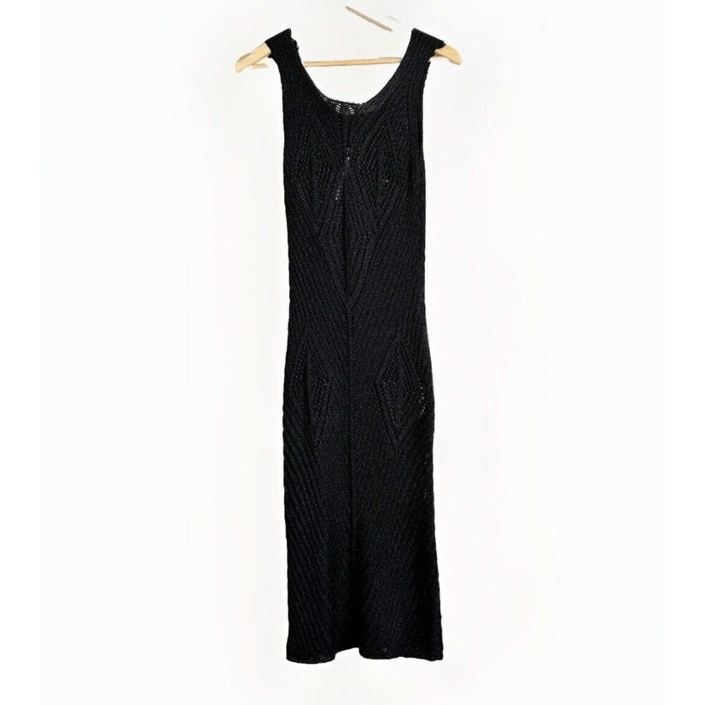 Love Couture Womens Metallic Black Crochet Maxi Tank Dress One Size Festival